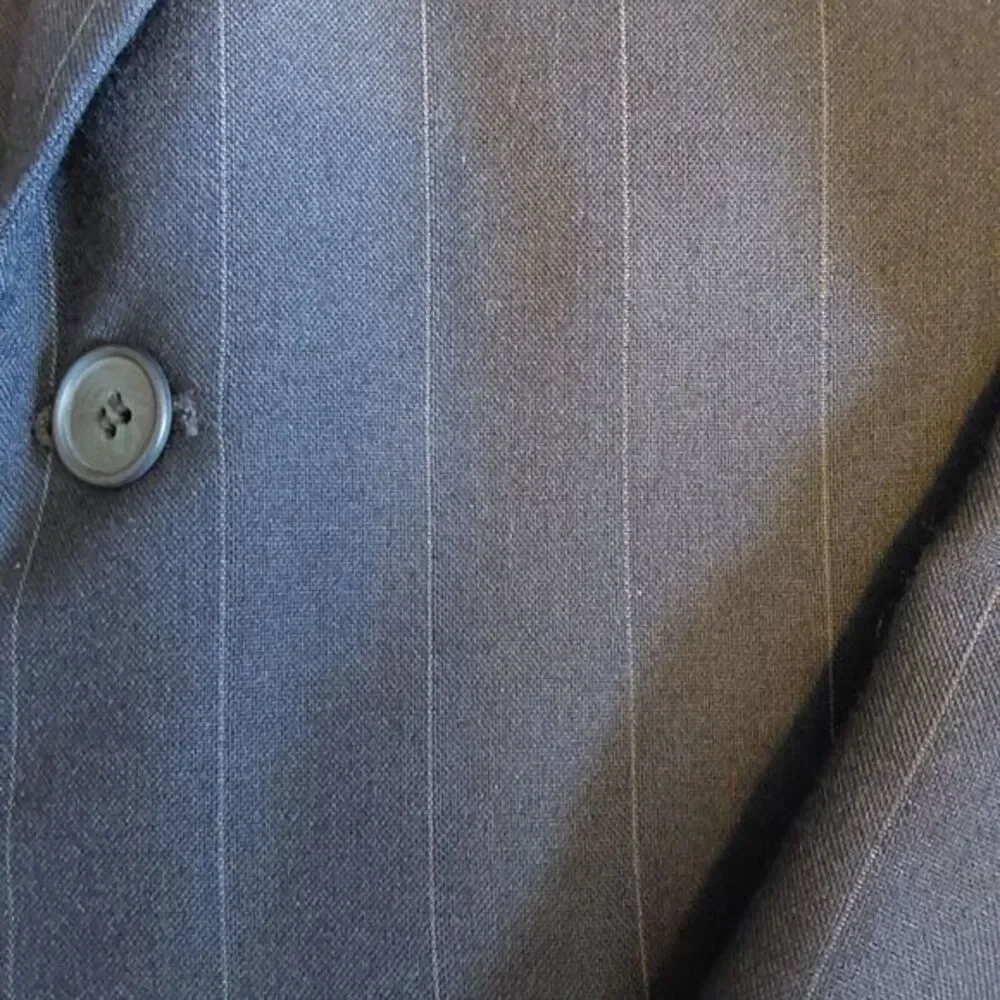 STANLEY BLACKER‎ Navy Blue Pinstripe Men's 2Pc Suit. Jacket Sz 40L & Pants 34x31